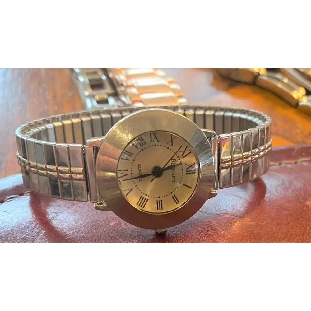 Women's 26mm Rumours Watch, Silver Tone with Expansion Band, Gold Tone Face